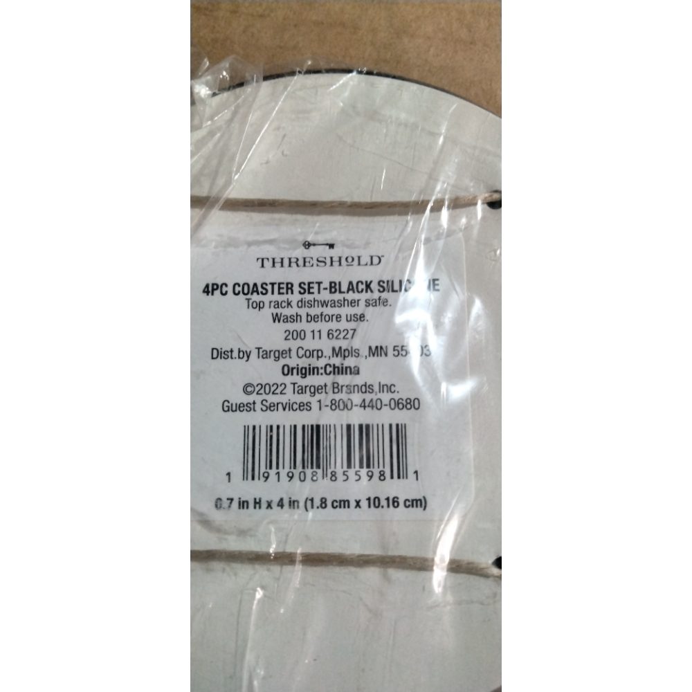 4pk Silicone Coasters Black - Threshold™ Retail $10.00