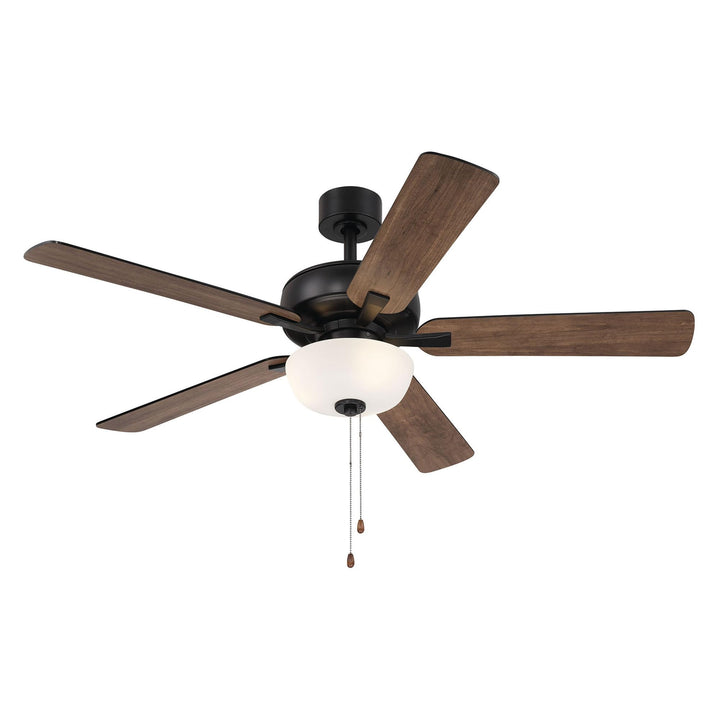 DESIGNERS FOUNTAIN Gallant Ceiling Fan with Lights, 52 Inch LED 3000K Indoor Outdoor 5-Blades Fan, Pull Chain, Matte Black, FP-GLT52B30-MB
