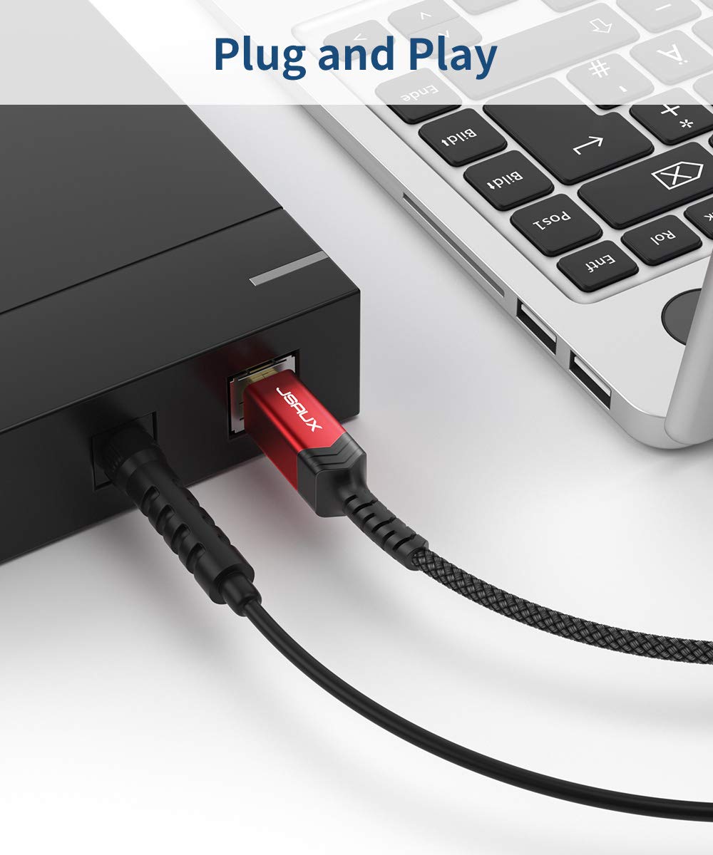 JSAUX USB 3.0 Printer Cable, Type A Male to B 3.0 Male (10ft/3M) USB 3.0 Type B Upstream Cord Nylon Braided Compatible with Docking Station, External Hard Drivers, Scanner, Printer and More(Black)