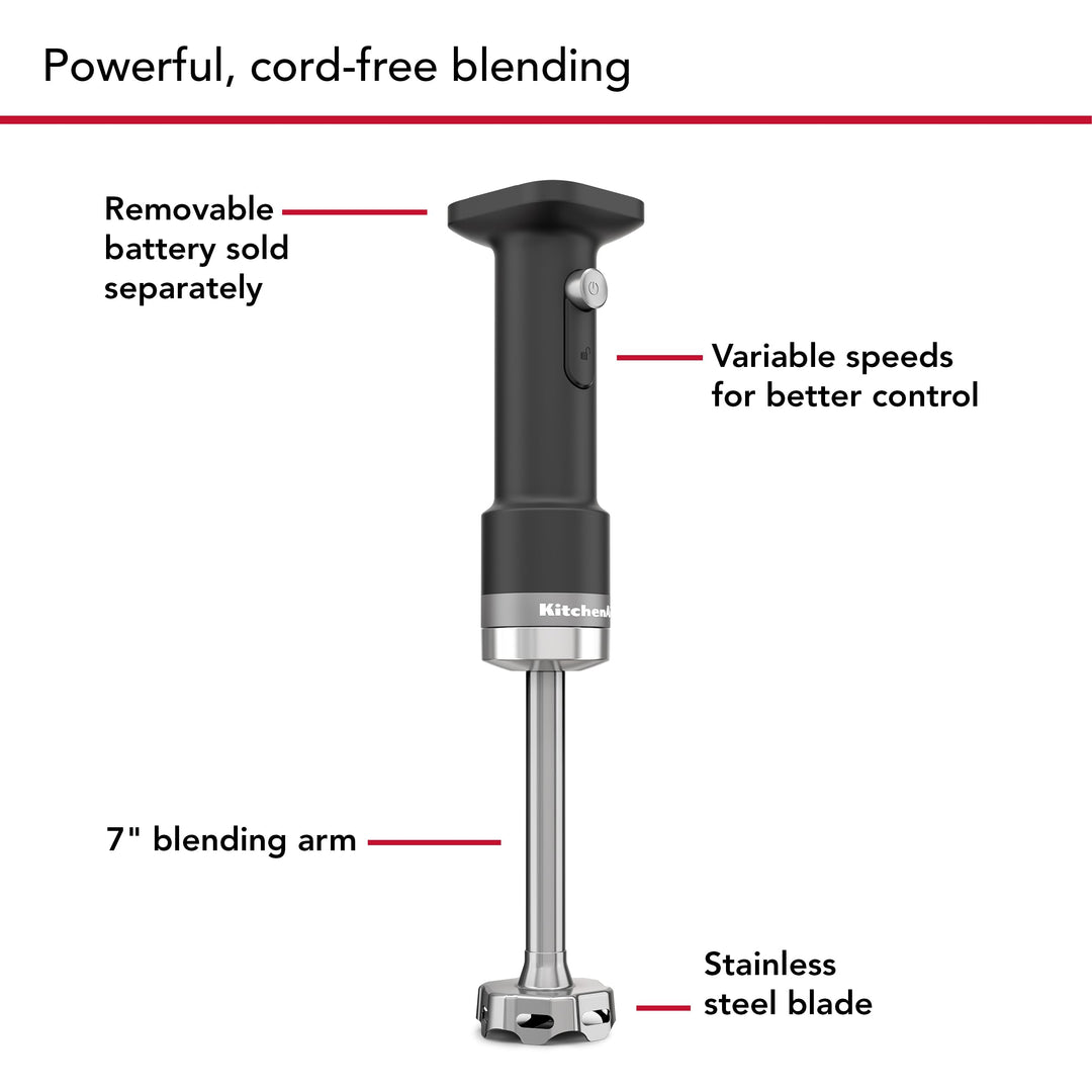 KitchenAid Goâ„¢ Cordless Hand Blender - battery sold separately, KHBRV00, Black Matte