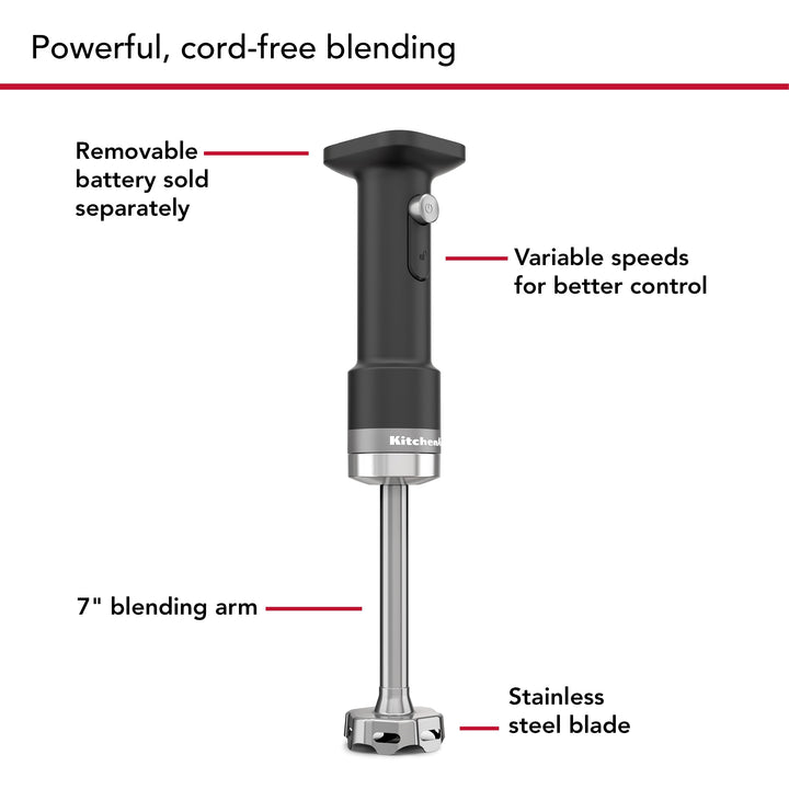 KitchenAid Goâ„¢ Cordless Hand Blender - battery sold separately, KHBRV00, Black Matte