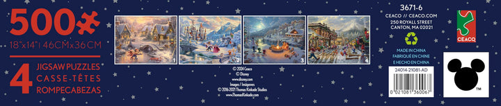 Ceaco - 4 in 1 Multipack - Thomas Kinkade - Disney - Holiday Collection - (4) 500 Piece Jigsaw Puzzles