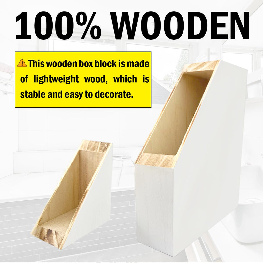 Do Not Flush Any Products Other Than Toilet Paper Bathroom Wooden Box Sign Desk Decor,Funny Bathroom Wood Block Sign Desk Shelf Decor (White)