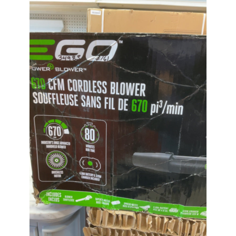 EGO POWER+ Leaf Blower, Cordless Electric 670 CFM, Includes 56V 4.0Ah Battery and Charger - LB6703