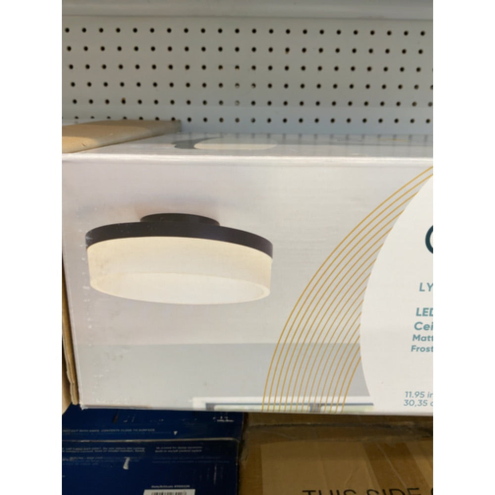 allen + roth Lynnpark 11.95-in Matte Black Modern/Contemporary Flush Mount Light