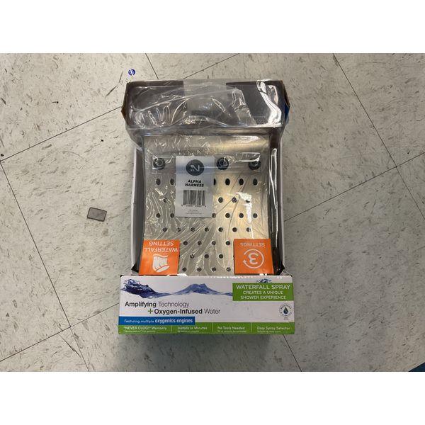 Oxygenics Alpha Brainics Shower Head - Oxygenics Engines, Waterfall Spray, 3 Settings Retail $60.00