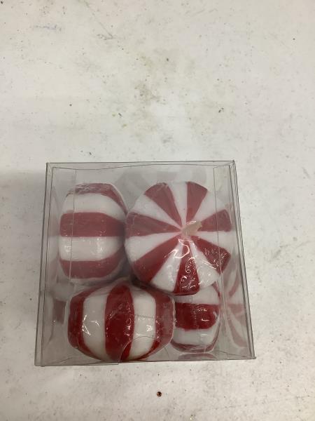 Crate & Barrel Candy Cane Ball Candles - 6 piece Retail $19.99