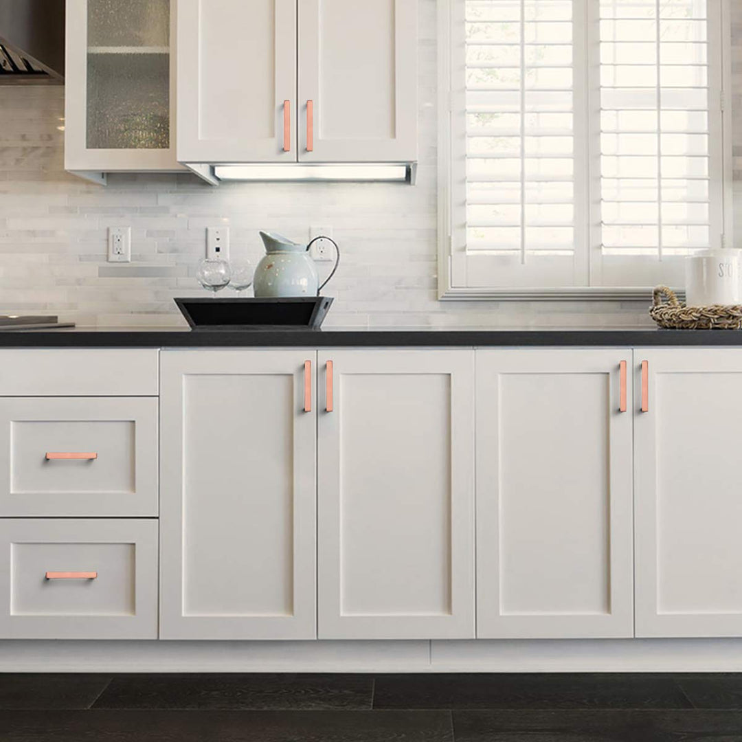 Fashion Furniture Direct 10 Pack Copper Kitchen Cabinet Pulls Stainless Steel,3 inch Hole Centers Stain Copper Dresser Pulls,Rose Gold Pulls for Kitchen Cabinets