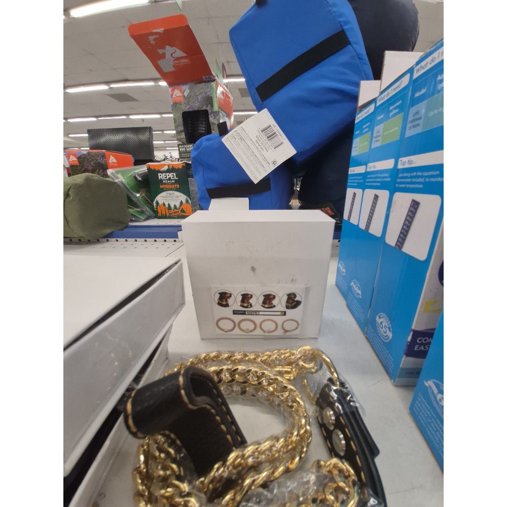 Unbranded Dog Collar - Gold Chain, Black Leather, Stylish Accessory