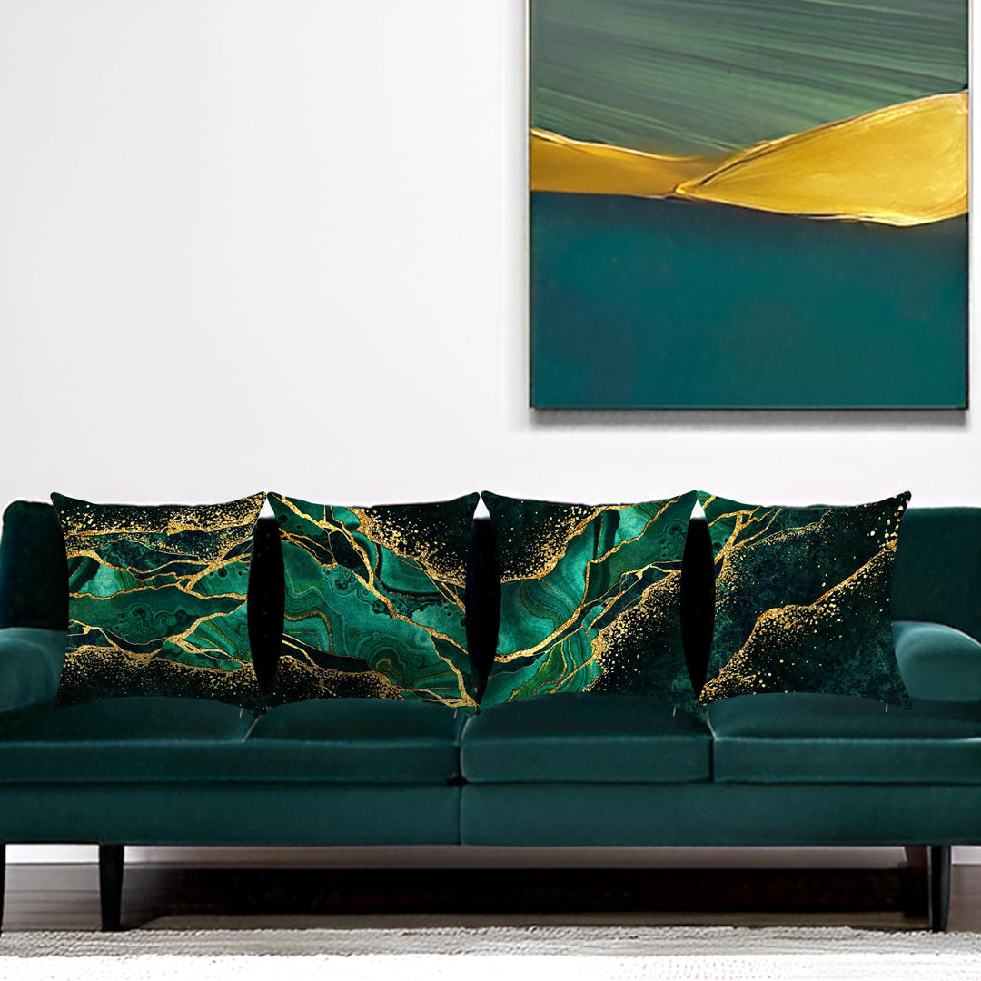 YAJTJX Marble Texture Sofa Throw Pillow Covers Blue Gray and Gold Decorative Pillow Covers 18x18 lnch Set of 4 Home Decor Living Room Sofa Couch Bed Cushion Cover Pillowcase