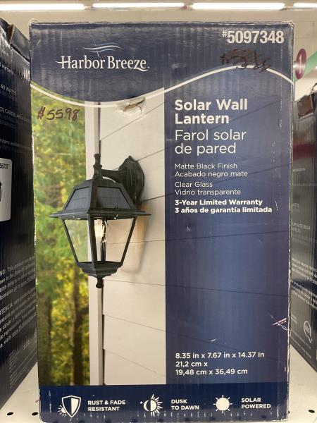 Harbor Breeze Solar Wall Lantern mattee black Retail $79.98