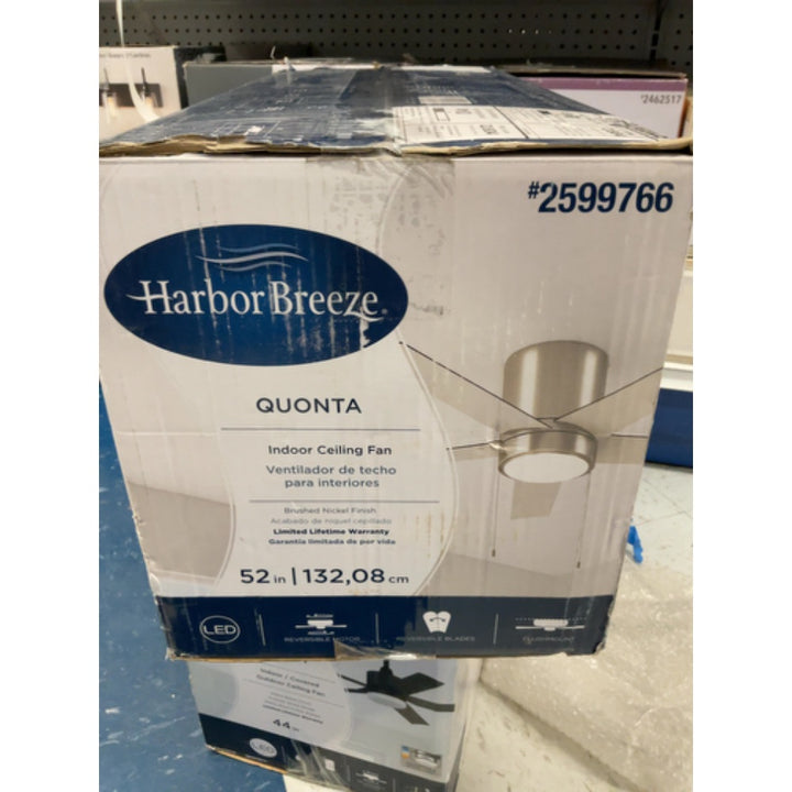 Harbor Breeze Quonta Brushed Nickel 52-in LED Indoor Flush Mount Ceiling Fan (5-Blade)