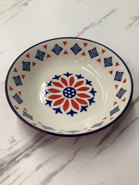Decorative Ceramic Bowl - Red, Blue, and White Floral Pattern Retail $9.99
