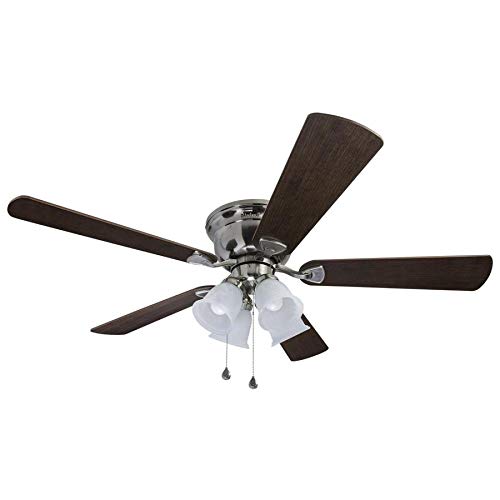 Harbor Breeze Centreville 52-in Brushed Nickel Indoor Flush Mount Ceiling Fan with Light Kit
