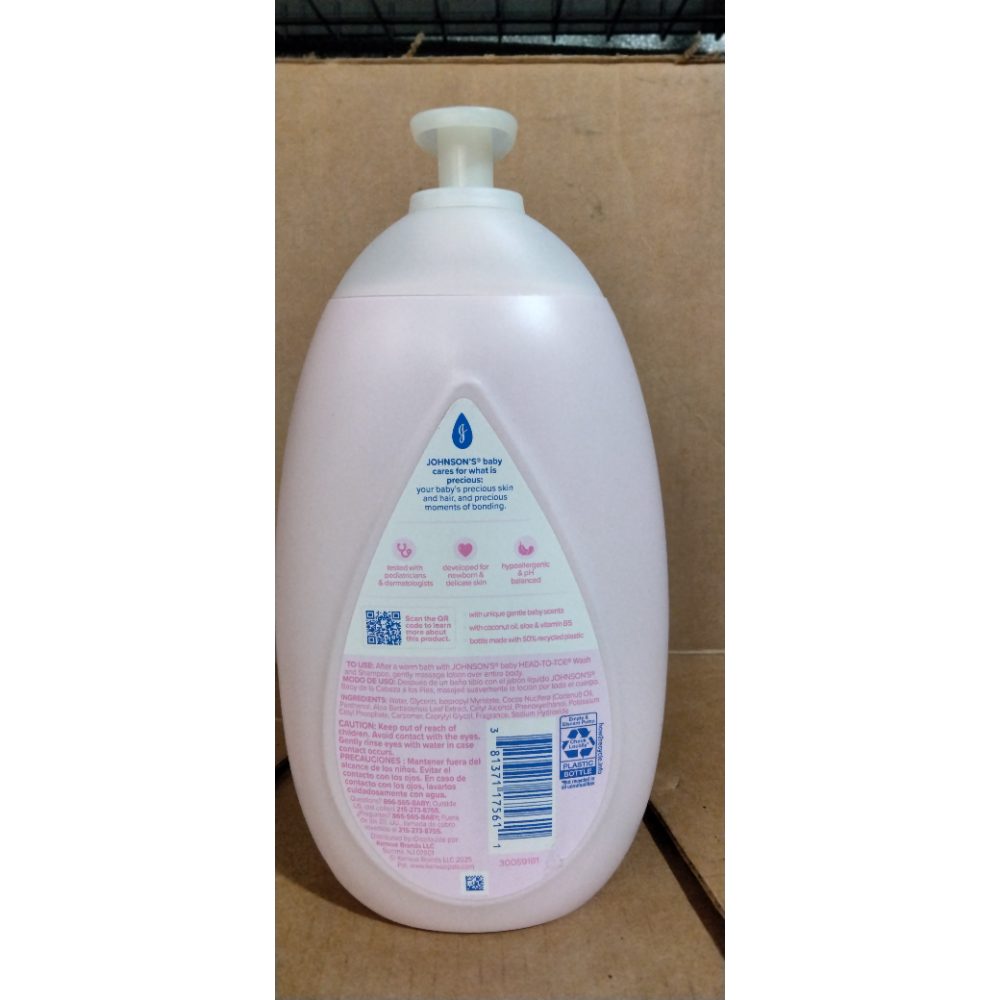 Johnson's Baby Lotion with Coconut Oil, Aloe Vera & Vitamin B5, 72 HR Hydration, Skin Moisturizer, Hypoallergenic, Safe for Newborn, Protects From Dryness &; Strengthens Skin, 27.1 fl. oz Retail $6.00