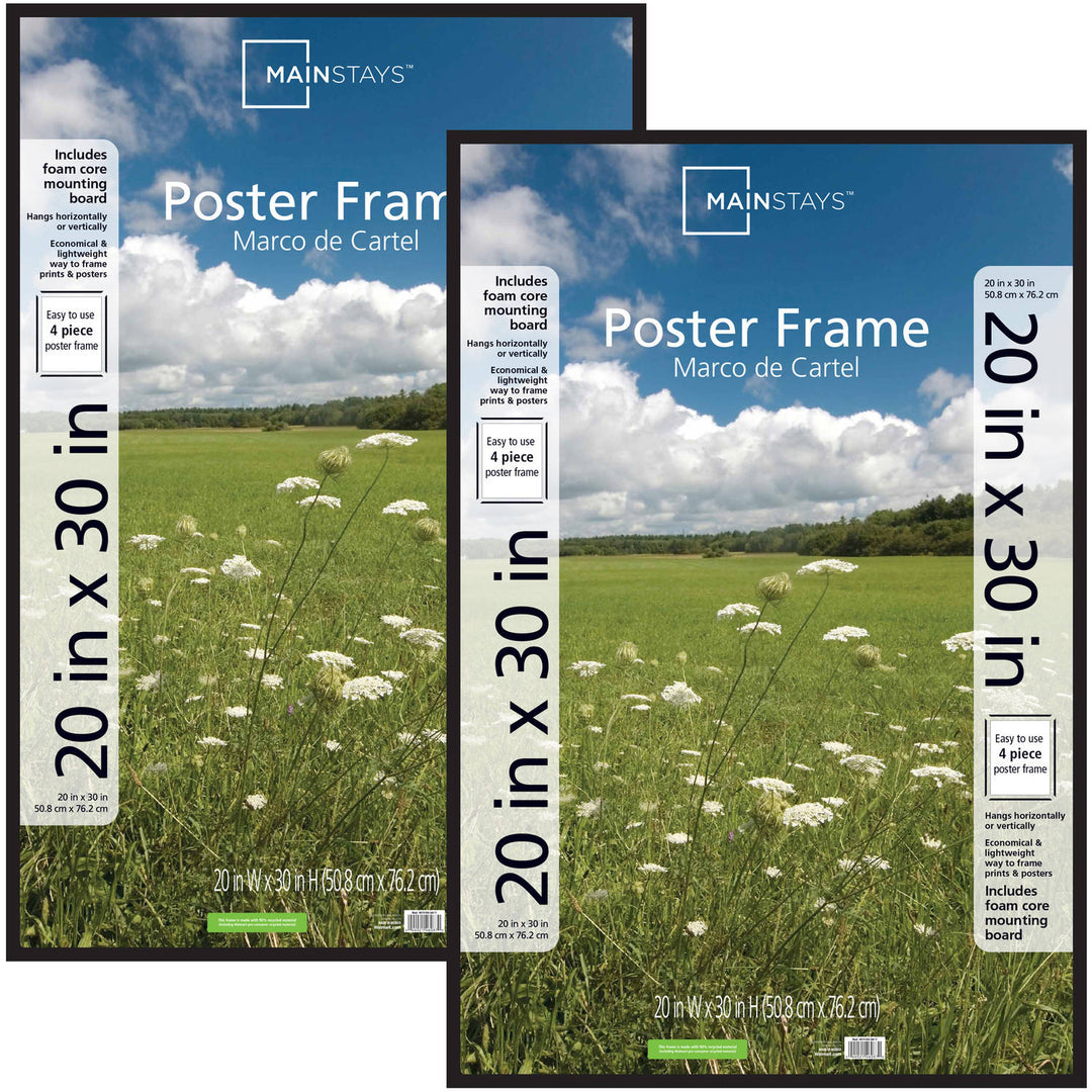 Mainstays 20x30 Basic Picture Frames  Black  Set of 2 Retail $26.49