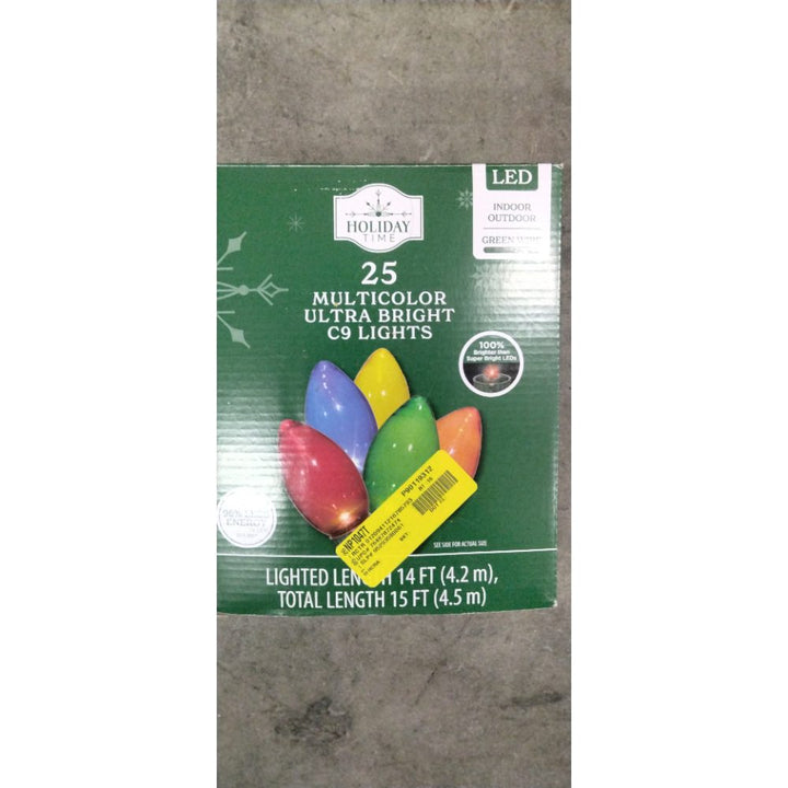 Holiday Time 25 Multicolor Ultra Bright C9 LED Lights - Indoor/Outdoor, Green Wire Retail $20.00