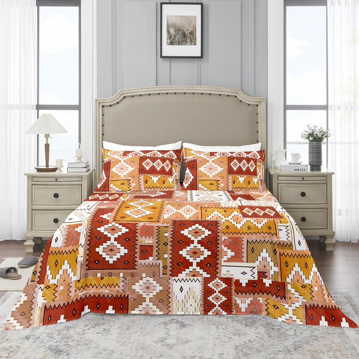 YIYEA Queen Sheets - Geometric - Luxury Double Brushed Microfiber Sheet Set- Lightweight Breathable Cooling Bed Sheets - 16" Deep Pocket, Shrinkage, and Fade Resistant - 4 PC