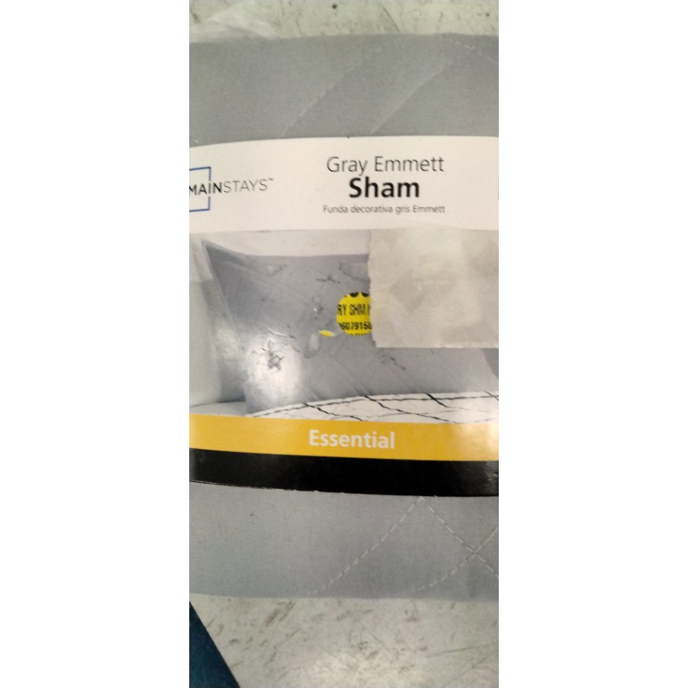 Decorative 'Gray Emmett' King Size Pillow Sham (20x36") BRAND NEW UNOPENED