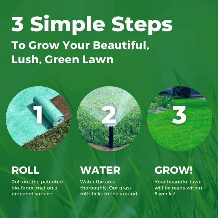 Growtrax Biodegradable Grass Seed Mat, Year Round Green - 50 Sq Ft Quick Fix Roll - Growing Solution for Lawns, Dog Patches and Shade - Just Roll Water & Grow -Not Fake or Artificial Grass