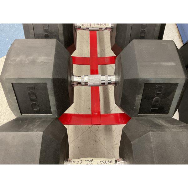 Dumbbells - 100 lbs, Hex, Rubber Coated Retail $100.00