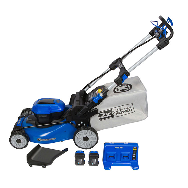 Kobalt | 20-in 5 Ah 48 V Brushless Self-Propelled Cordless Lawn Mower - Batteries and Charger Included | Rona Retail $649.00