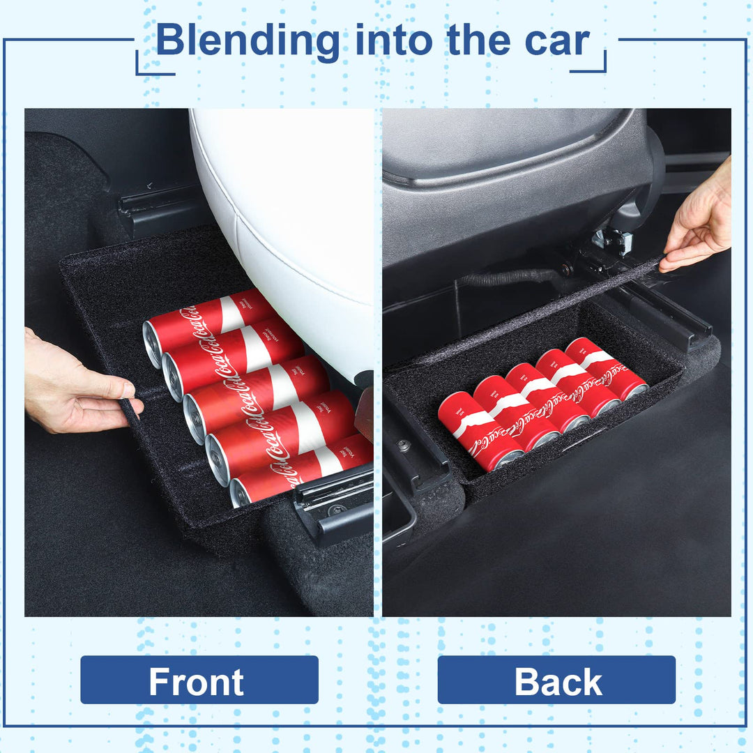 Octomo Under Seat Storage Box Compatible with Tesla Model Y 2020-2023, 2PC, Felt Texture Hidden Storage Bin Box