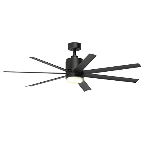 FSC Blitz 56-in Black LED Indoor/Outdoor Downrod Mount Ceiling Fan with Light Kit and Remote (7-Blade) Retail $279.98