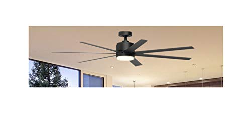 FSC Blitz 56-in Black LED Indoor/Outdoor Downrod Mount Ceiling Fan with Light Kit and Remote (7-Blade) Retail $279.98