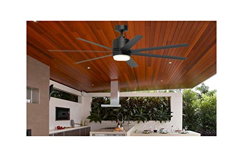 FSC Blitz 56-in Black LED Indoor/Outdoor Downrod Mount Ceiling Fan with Light Kit and Remote (7-Blade) Retail $279.98