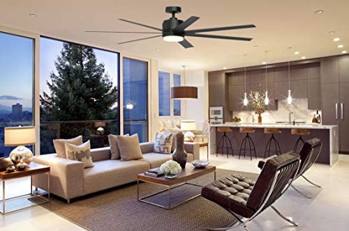 FSC Blitz 56-in Black LED Indoor/Outdoor Downrod Mount Ceiling Fan with Light Kit and Remote (7-Blade) Retail $279.98