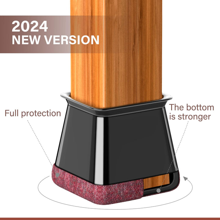 Chair Leg Floor Protectors Square Chair Leg Protectors for Hardwood Floors Silicone Caps Felt Strengthen Bottom Protection Non Slip Reduce Noise 32 Pack Black Square XXL Fit:1-3/4" ~ 2.0" (44~50mm)