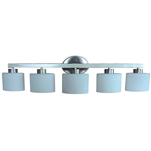allen + roth Merington 5 Light Brushed Nickel Vanity Light Bar Bathroom Lighting Fixture, 9-in Retail $119.00