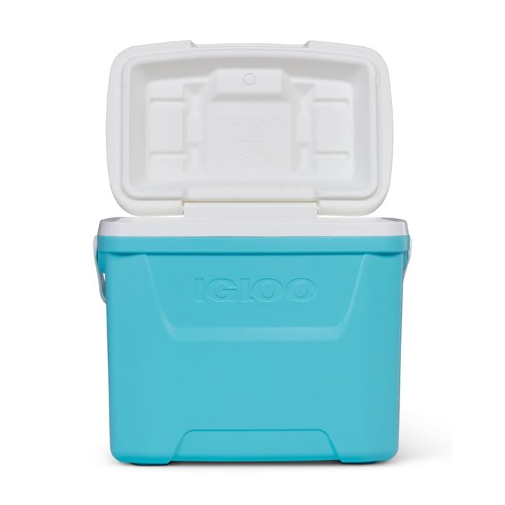 Igloo Updated Laguna 28Qt, 26L Hard Sided Ice Chest Cooler, Insulated, Portable for Beach, Camping, Picnics, Fishing, Boating, Barbecues in Aquamarine/White, Improved Performance Retail $23.38