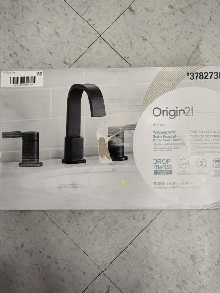 Origin21 Veda, Widespread Bath Faucet, Matte Black Finish Retail $150.00