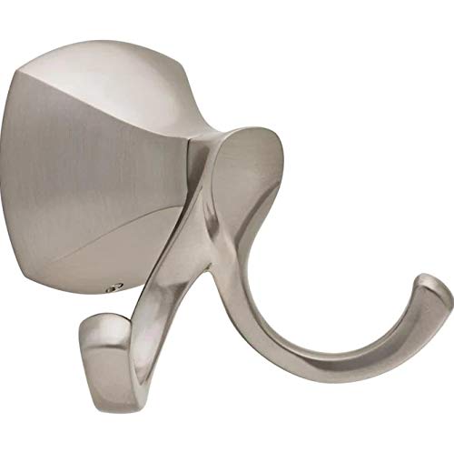 Delta Sandover Double Hook SpotShield Brushed Nickel Towel Hook Retail $19.98