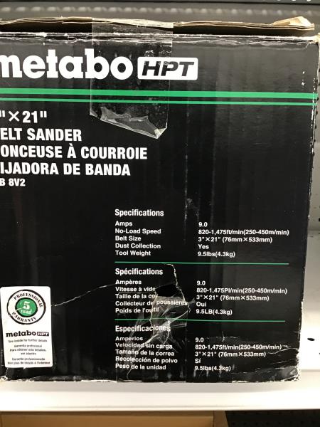 Metabo HPT SB8V2 Belt Sander - 3" x 21" Retail $120.00