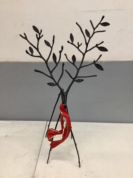 Rustic Metal Reindeer Decoration - Branch Design with Red Ribbon Retail $17.99