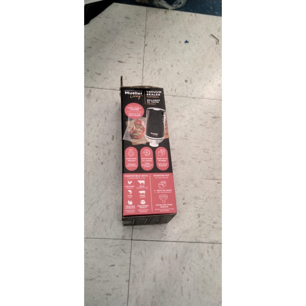 MuellerLiving Cordless Portable Food Vacuum Sealer Seals up to 60 bags, Automatic Shut Off and includes 4 Starter Bags