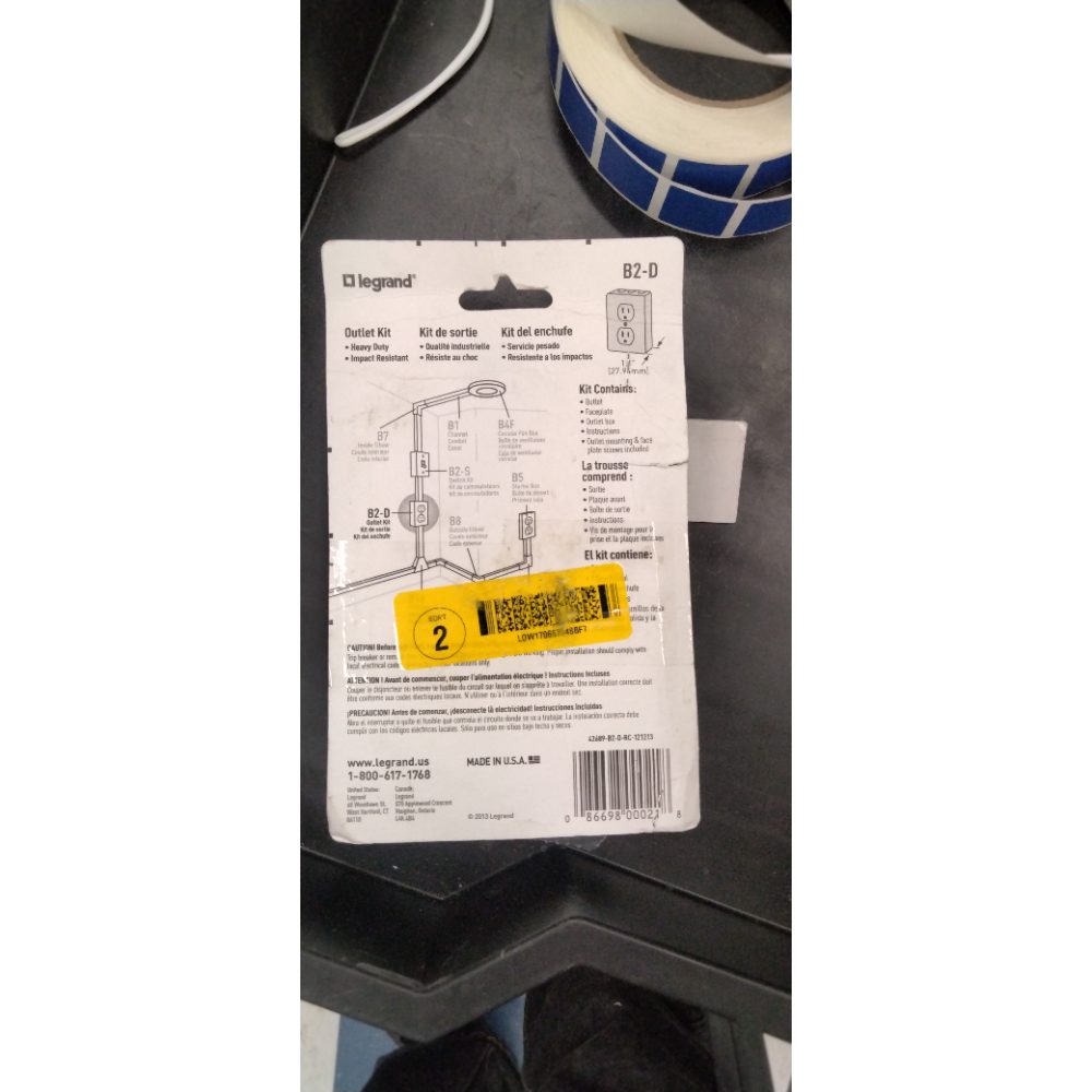 WIREMOLD COMPANY, Ivory B2D Outlet Box Duplex Switch, 1-Pack, 1 Pack