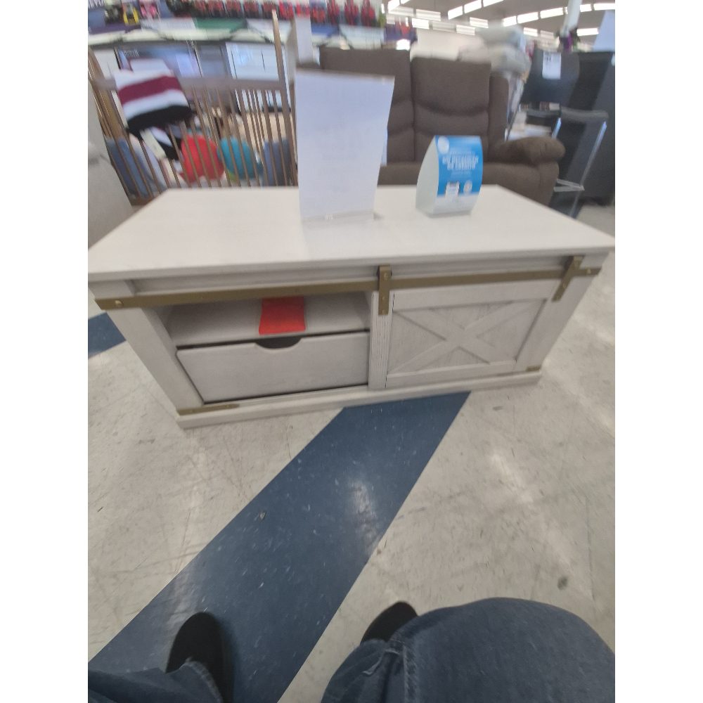 Furniture of America  Coffee Table - White, Sliding Door, Storage Drawer