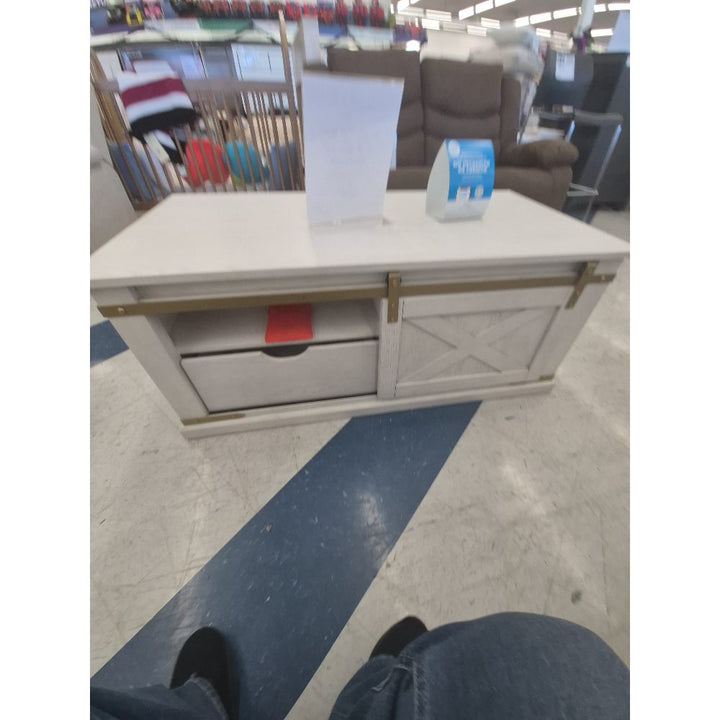 Furniture of America  Coffee Table - White, Sliding Door, Storage Drawer