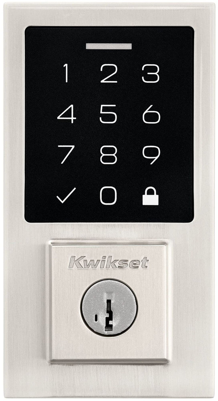Kwikset 9270CNT-514S Contemporary SmartCode Touchpad Electronic Deadbolt SmartKey Matte Black Finish