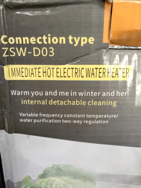 ZSW-D03 Immediate Hot Electric Water Heater - Digital Display, Detachable Cleaning Retail $60.00