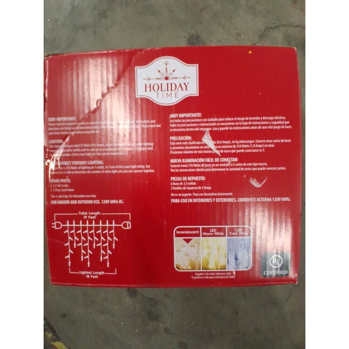 Holiday Time 300 Clear Icicle Lights - Incandescent, Indoor/Outdoor, White Wire, 18 ft Lighted Length Retail $20.00
