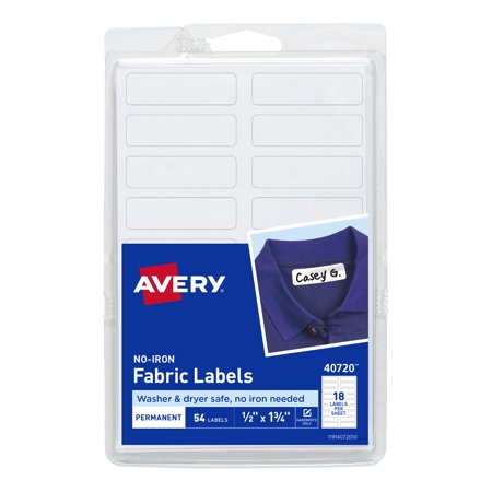 Avery No-Iron Fabric Labels  1/2  X 1-3/4   (2 Pack of 40720) Retail $6.14