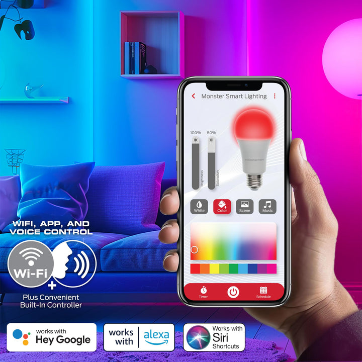 Monster Smart RGB+IC LED Strip Lights 25ft â€“ Sound Reactive Strip Lights for Bedroom, App & Voice Control, RGB Light Strip for Room, Alexa Google Home, Razer Chroma Sync - 230 RGB+IC LED Lights