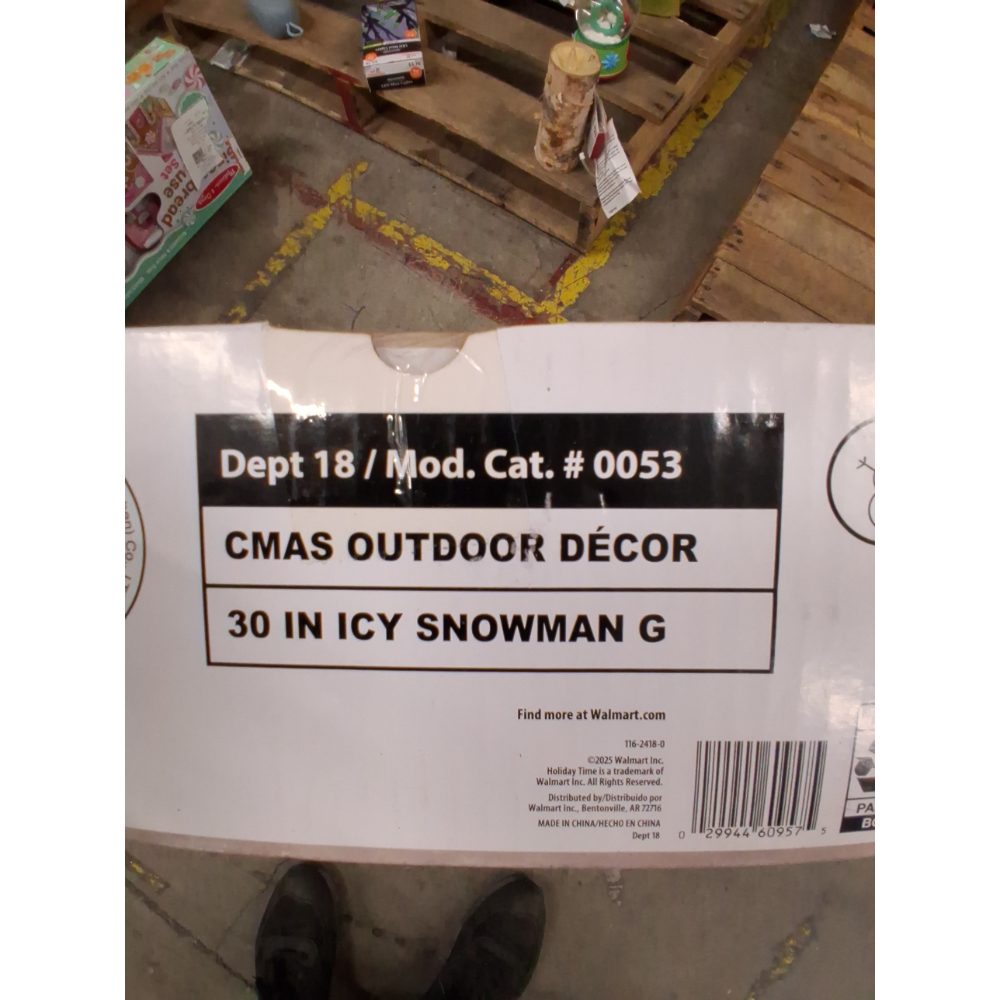 Holiday Time Light-Up Snowman - LED, Indoor/Outdoor, Easy Assembly, 19.5 x 7 x 30 Retail $40.00