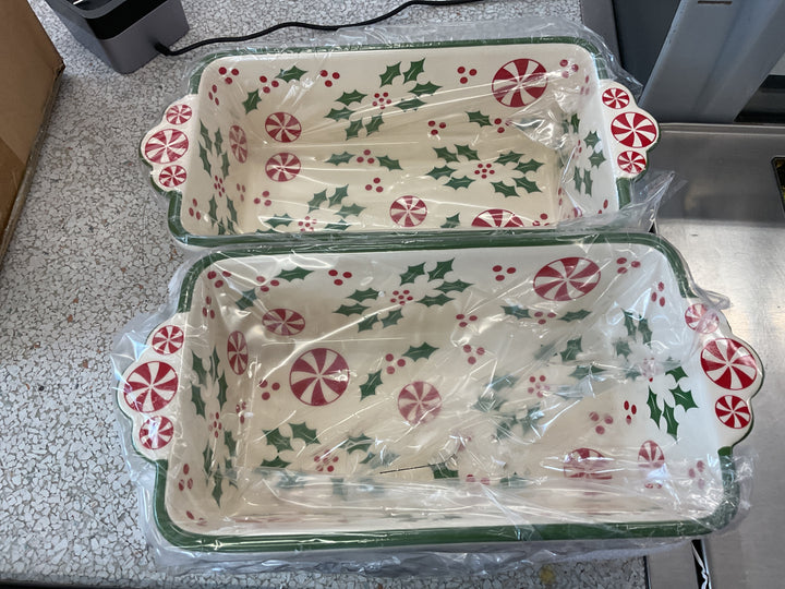 Temptations Special Edition Loaf Pans - Holly Peppermint, Set of 2 Retail $35.00