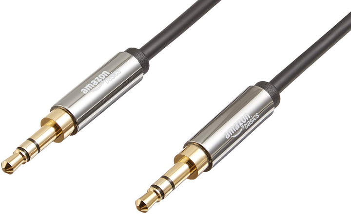 Amazon Basics 3.5mm Auxiliary Audio Cable for Stereo Speaker or Subwoofer with Gold-Plated Plugs, 8 Foot, Black